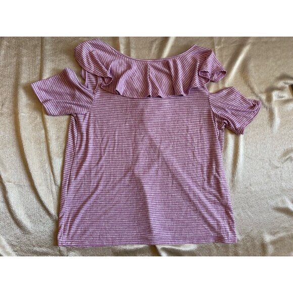 Womens Lane Bryant 18/20 Open Shoulder Short Sleeve Top Blouse Pink Stripe - Picture 8 of 8